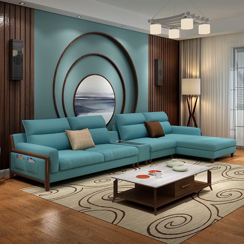 美瑞沙发 北欧布艺沙发实木沙发组合现代简约客厅大小户型转角沙发家具